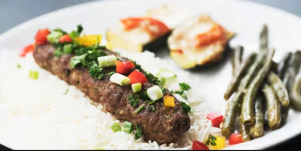 Shashlik grilled meat skewers at Saperavi Georgian Restaurant, Winnipeg, MB