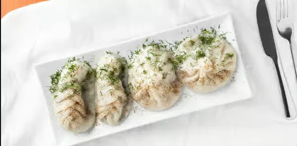 Khinkali Georgian dumplings at Saperavi Georgian Restaurant, Winnipeg, MB