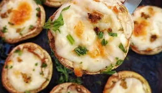 Soko mushrooms baked with Georgian spices and cheese at Saperavi Georgian Restaurant, Winnipeg, MB